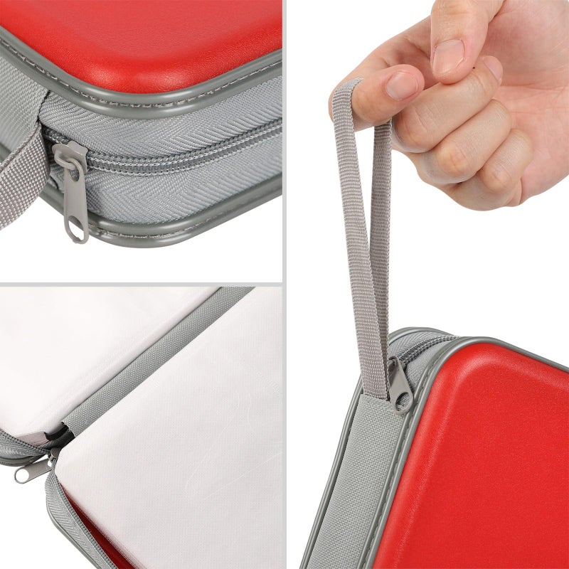 alavisxf xx CD Case, 96 Capacity Hard Plastic CD Holder Protective DVD Disc Storage Case Holder Portable Zipper CD DVD Organizer Storage Wallet for Car Home Travel (96 Capacity, Red) - Image 2